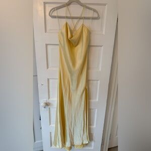 NWT Yellow Satin Slip Midi Dress